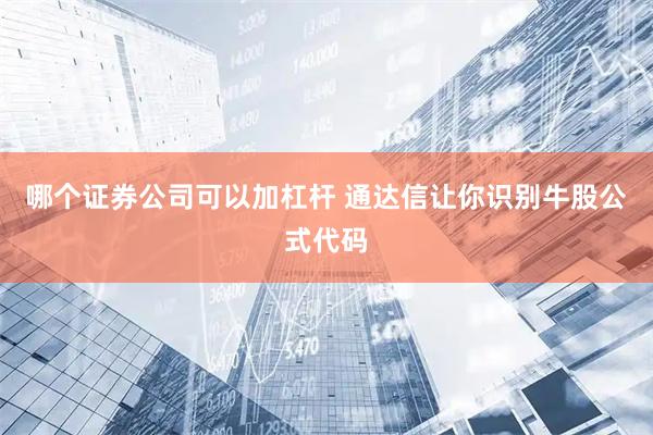 哪个证券公司可以加杠杆 通达信让你识别牛股公式代码