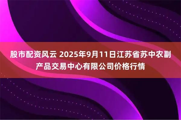股市配资风云 2025年9月11日江苏省苏中农副产品交易中心有限公司价格行情