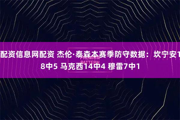 配资信息网配资 杰伦·泰森本赛季防守数据：坎宁安18中5 马克西14中4 穆雷7中1