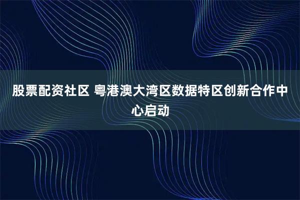 股票配资社区 粤港澳大湾区数据特区创新合作中心启动