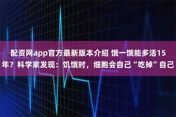 配资网app官方最新版本介绍 饿一饿能多活15年？科学家发现：饥饿时，细胞会自己“吃掉”自己